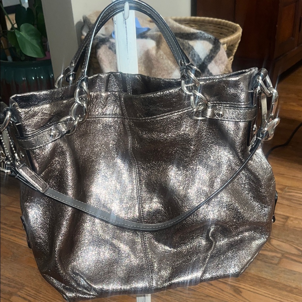 Coach Metallic Leather Hobo Bag